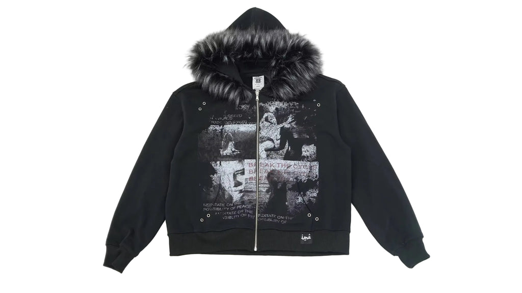 “Peace Is Possible” Zip Up Fur Hoodie