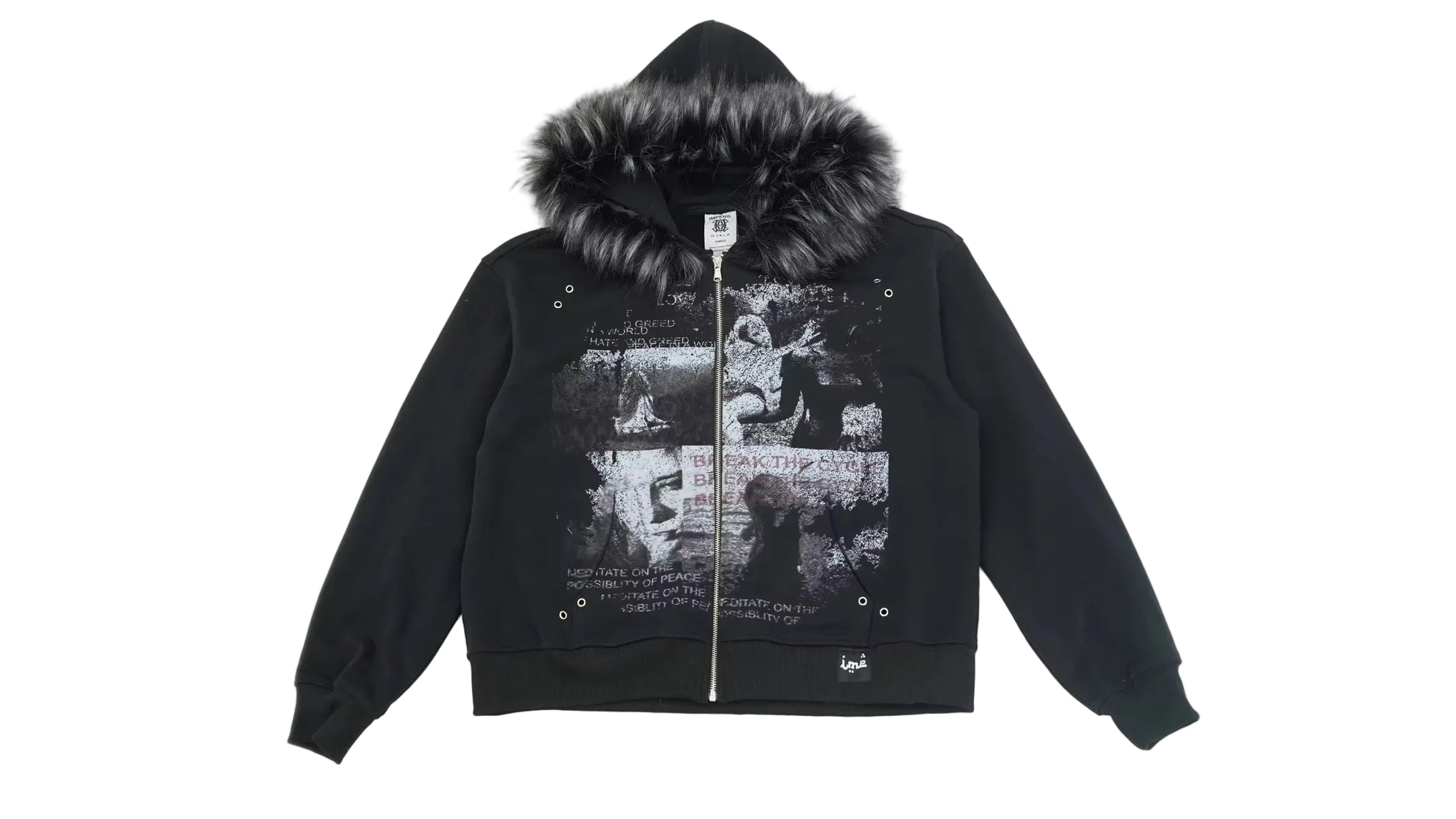 “Peace Is Possible” Zip Up Fur Hoodie